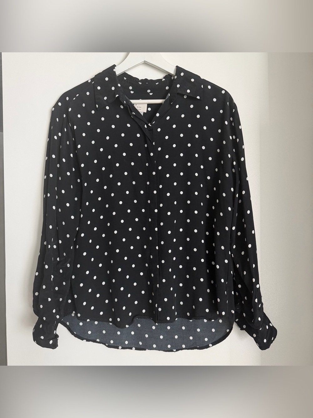 “A New Day” Women's Long Sleeve Collared Button-Down Polka Dot Shirt Size Small